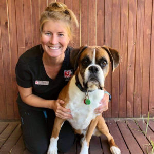 Veterinary Nurse Emma Boon with her dog