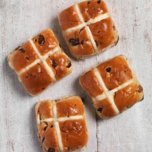 Four hot cross buns